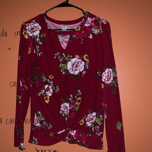 Burgundy floral top